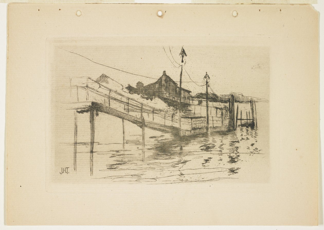 Bridgeportin vanha tullimaksutalo (pieni lautanen), 1888-1889. tekijältä John Henry Twachtman