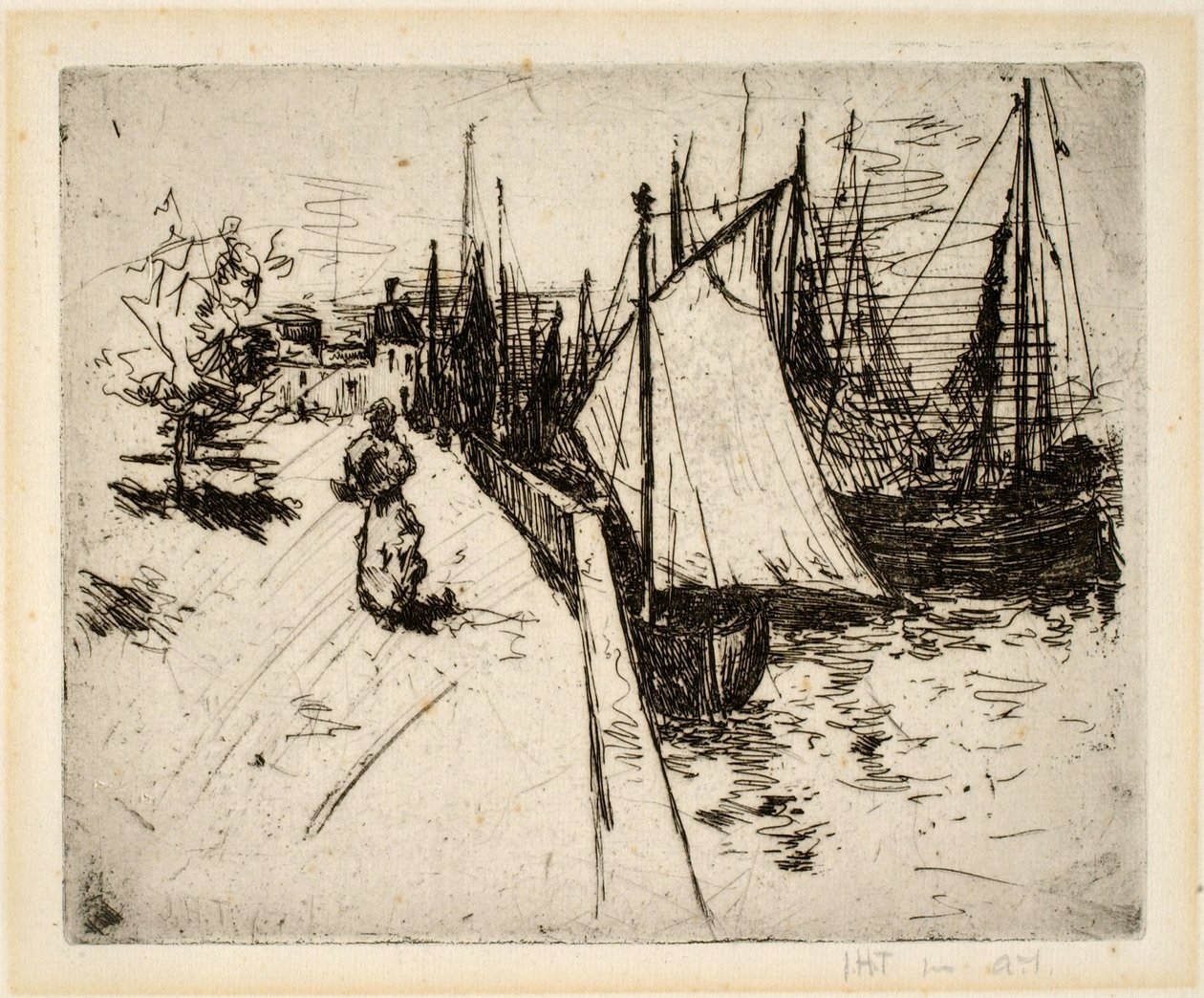 Nainen laiturilla, Honfleur tekijältä John Henry Twachtman