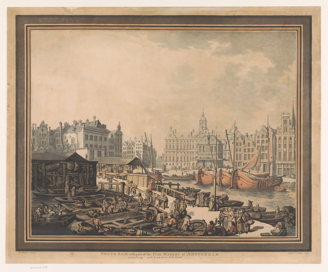 Vista del mercat del peix a la plaça Dam a Amsterdam Acabat de la presa de Feyge amb part del mercat del peix d