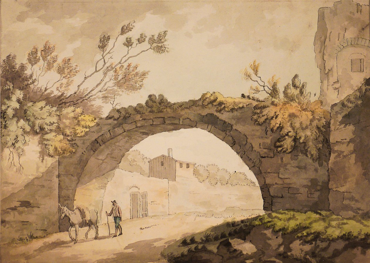 Archway Italiassa, n. 1798 (akvarelli kynällä ja musteella paperille) tekijältä John Herman Merivale