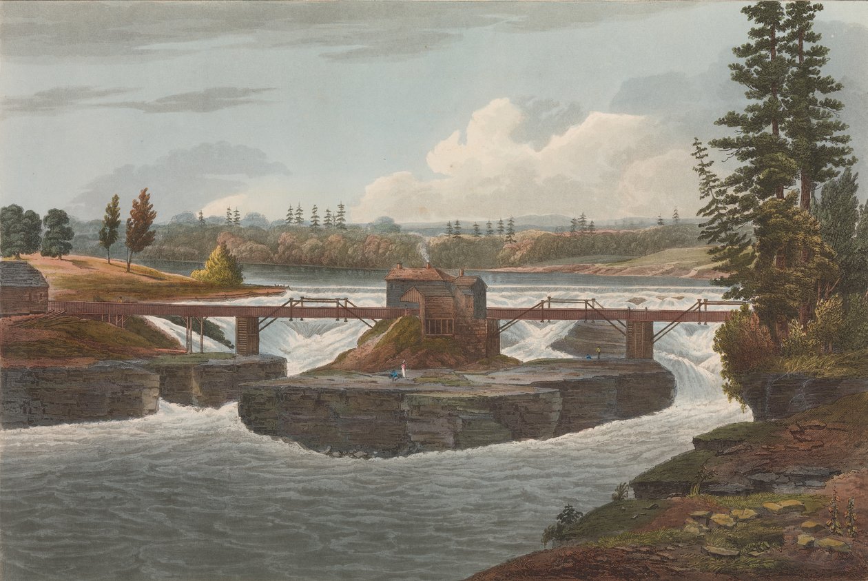 Glens Falls nro 6 Hudson River Portfoliossa, 1822. tekijältä John Hill