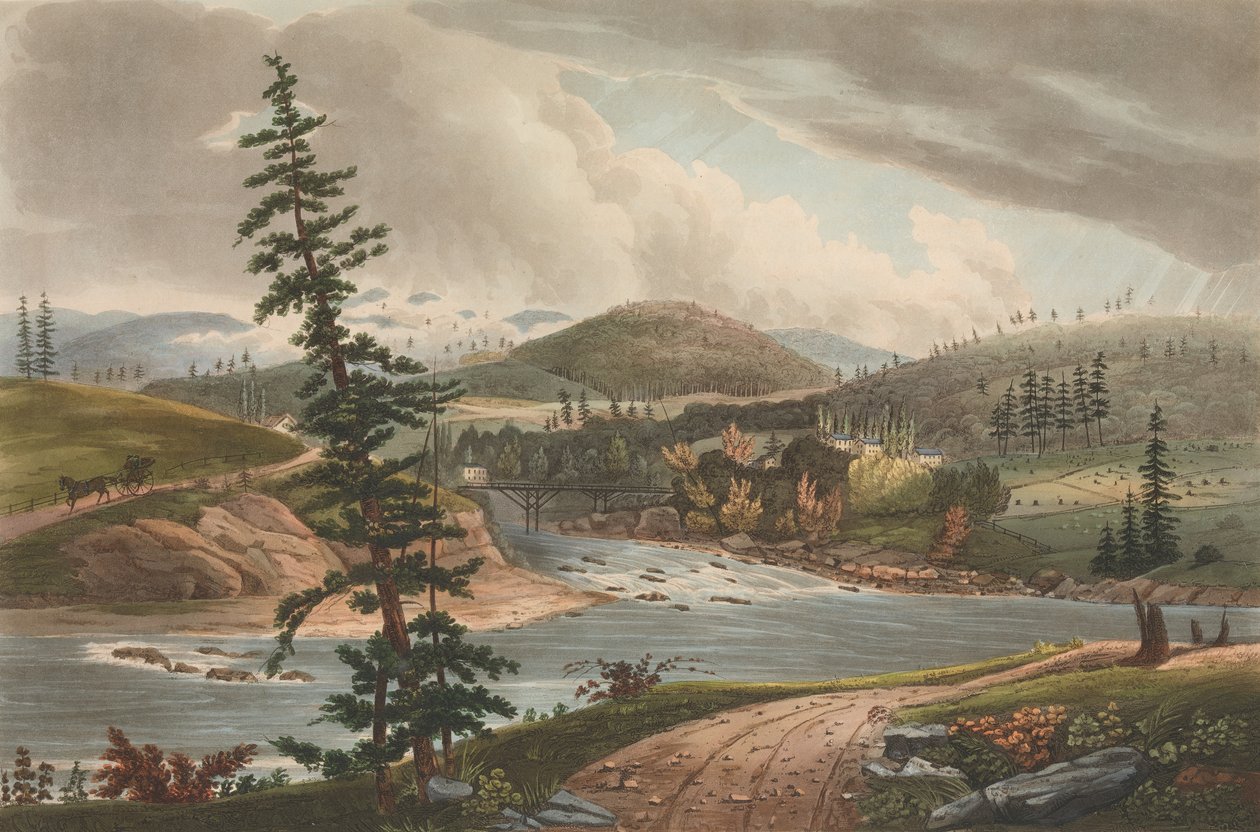Sacandaga- ja Hudson-jokien risteys 2 Hudson River Portfoliosta, 1821-22. tekijältä John Hill