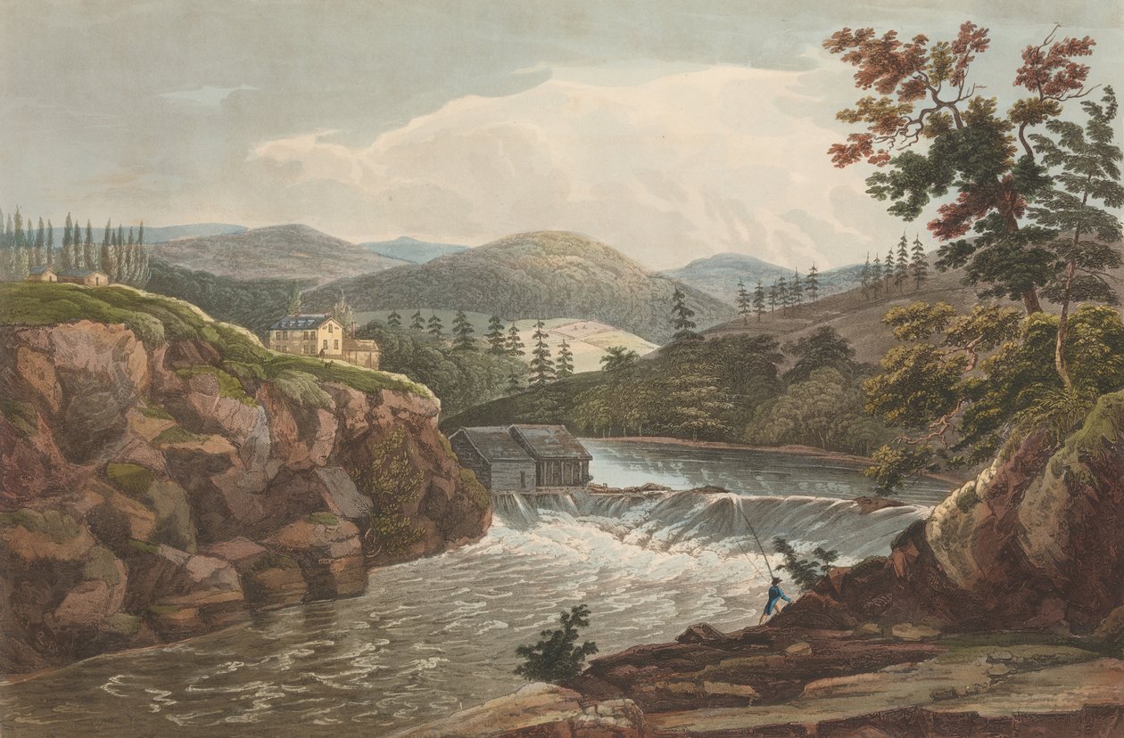 Little Falls at Luzernen nro 1 Hudson River Portfoliossa, 1822-23. tekijältä John Hill