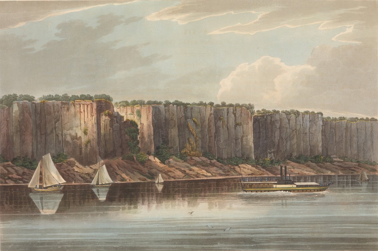 The Palisades nro 19 Hudson River Portfoliossa, 1823-24. tekijältä John Hill