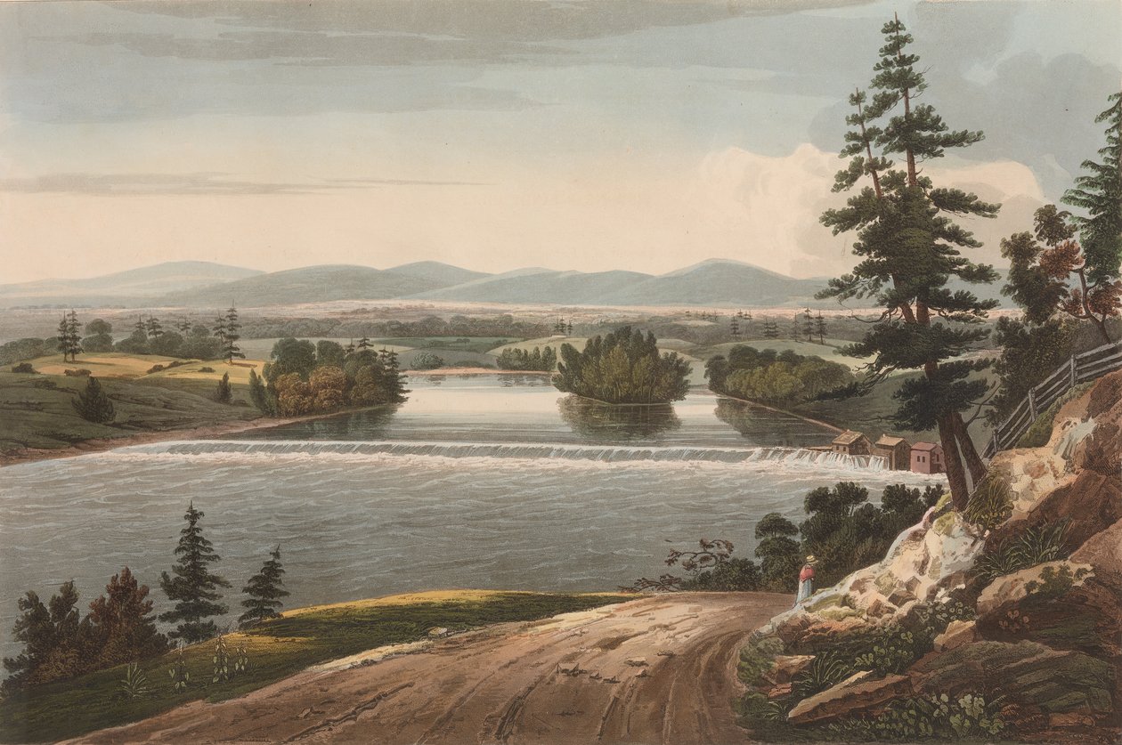 Näkymä Hudson River Portfolion Sandy Hillin nro 7 lähellä, 1822-23. tekijältä John Hill