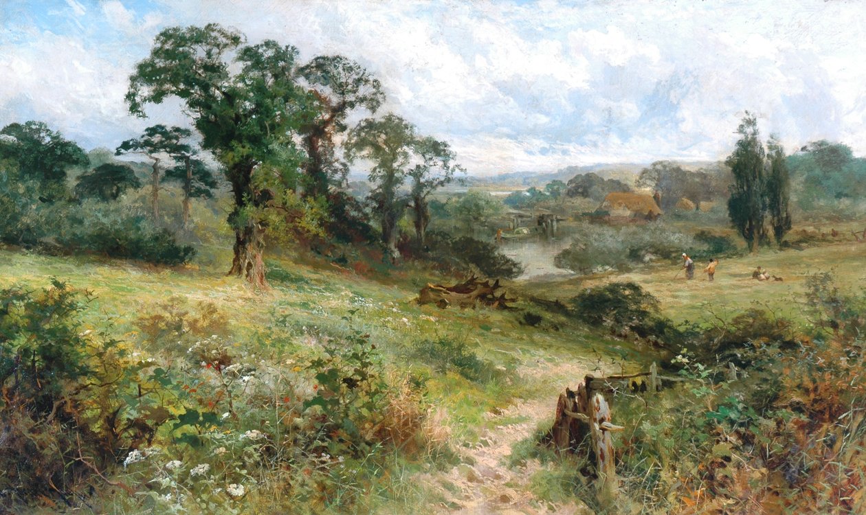Shiplake on Thames Wargrave Hillsistä öljy kankaalle tekijältä John Horace Hooper