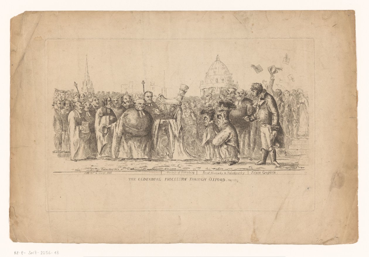 Catharina Paulowna van Rusland Oxfordissa, 1814 Oldenburgin kulkue Oxfordin läpi. toukokuuta 1814 (otsikko esineessä) tekijältä John Hughes