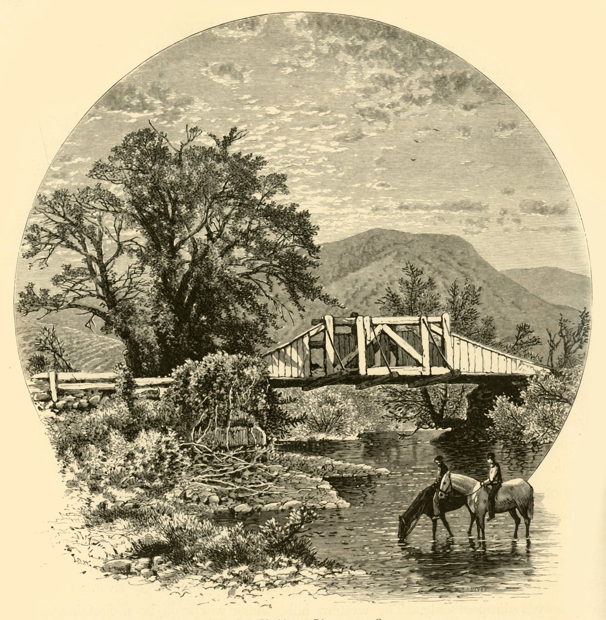 "Old Bridge, Blackberry River, lähellä Kanaania", 1874. tekijältä John J. Harley