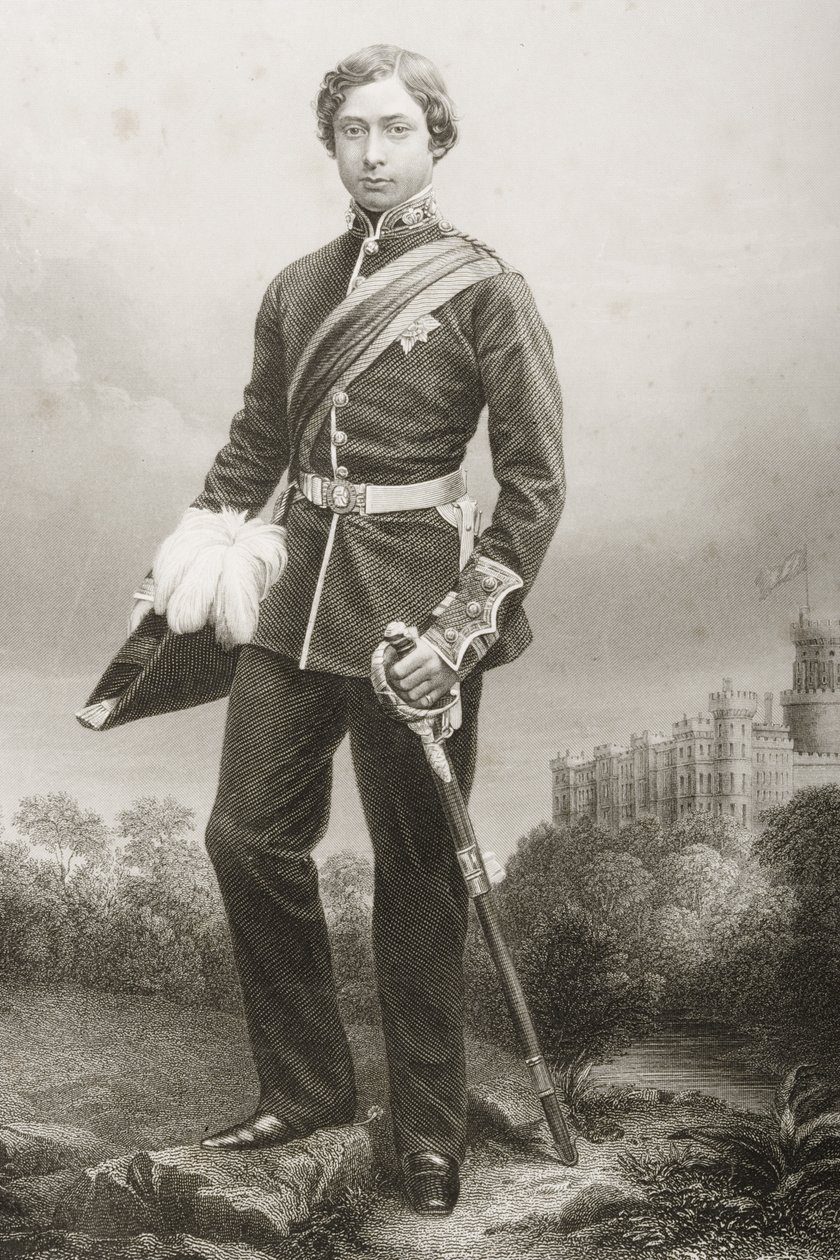 Albert Edward (1841-1910), D.J. Poundin valokuvasta kaiverrettu, Lontoossa 1860 julkaistusta teoksesta "The Drawing-Room of Eminent Personages, Volume 2". tekijältä John Jabez Edwin Paisley Mayall