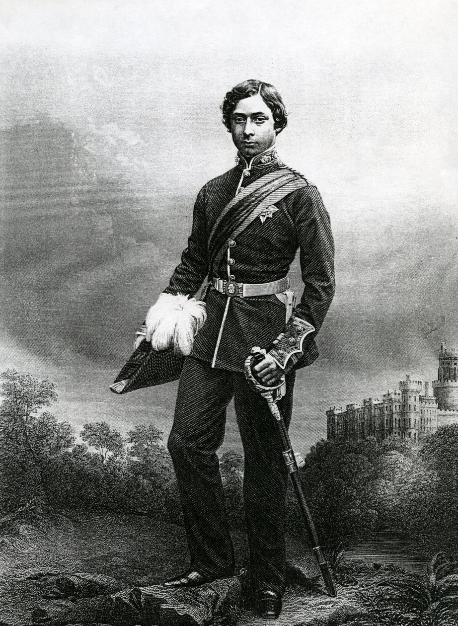 Albert Edward, Walesin prinssi, kaiverrus D.J. Pound valokuvasta, Lontoossa 1860 julkaistusta The Drawing-Room of Eminent Personages, Volume 2 tekijältä John Jabez Edwin Paisley Mayall