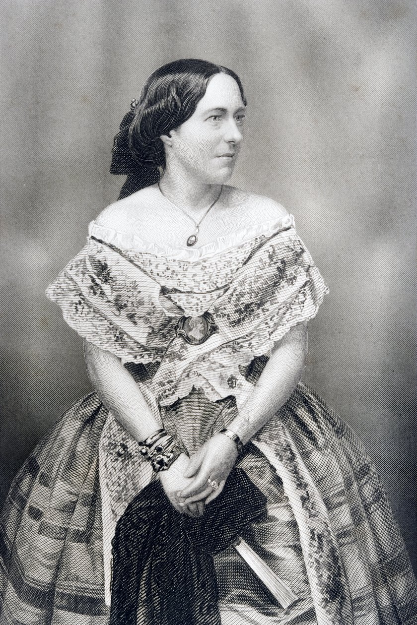 Clara Novello (1818-1908), kaiverrus D.J. Pound valokuvasta, Lontoossa 1860 julkaistusta The Drawing-Room of Eminent Personages, Volume 2 tekijältä John Jabez Edwin Paisley Mayall