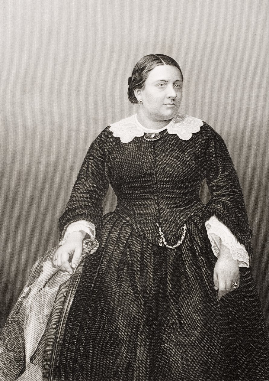 Madame Marietta Alboni (1824-94), kaiverrus D.J. Pound valokuvasta, Lontoossa 1860 julkaistusta The Drawing-Room of Eminent Personages, Volume 2 tekijältä John Jabez Edwin Paisley Mayall