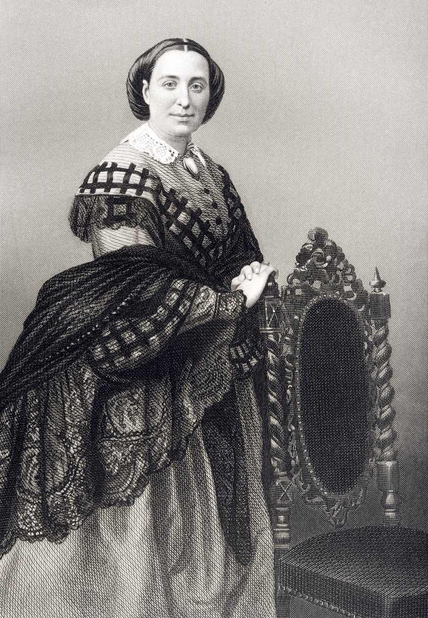 Madame Rosino Pencon (1823-94) kaiverrus D.J. Pound valokuvasta, Lontoossa 1860 julkaistusta The Drawing-Room of Eminent Personages, Volume 2 tekijältä John Jabez Edwin Paisley Mayall