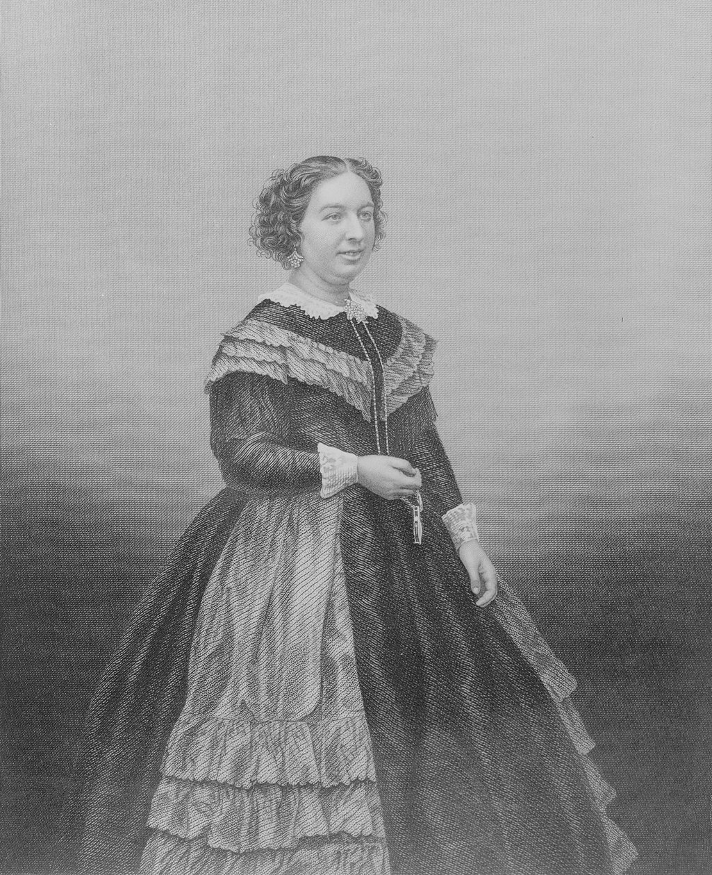 Neiti Louisa Pyne, "The Drawing-Room Portrait Gallery of Eminent Personages", 1861 (teräskaiverrus) tekijältä John Jabez Edwin Paisley Mayall