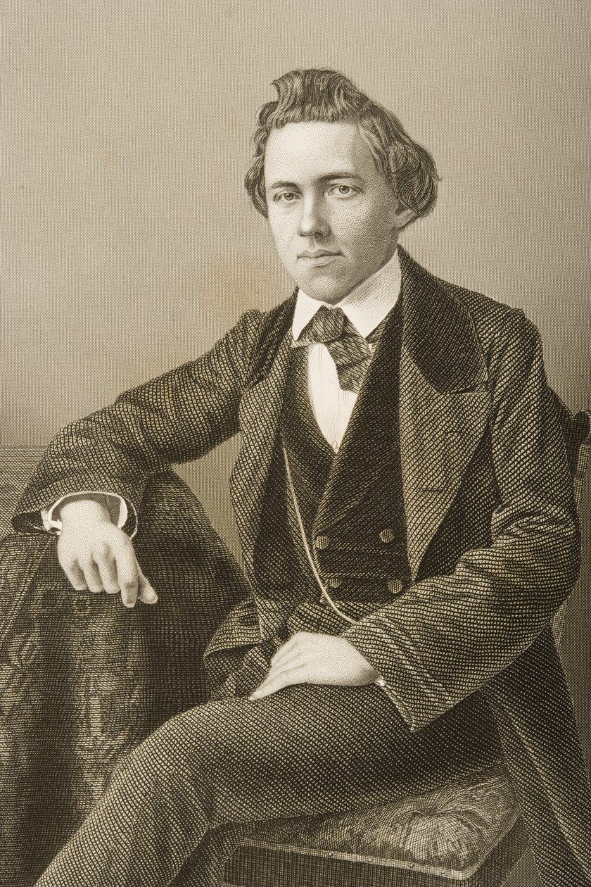 Paul Charles Morphy (1837-84), kaiverrus D.J. Pound valokuvasta, Lontoossa 1860 julkaistusta The Drawing-Room of Eminent Personages, Volume 2 tekijältä John Jabez Edwin Paisley Mayall