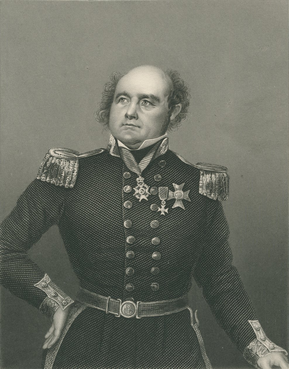 Sir John Franklin kaivertanut D.J. Pound valokuvasta, "The Drawing-Room of Eminent Personages, Volume 2", julkaistu Lontoossa, 1860 tekijältä John Jabez Edwin Paisley Mayall