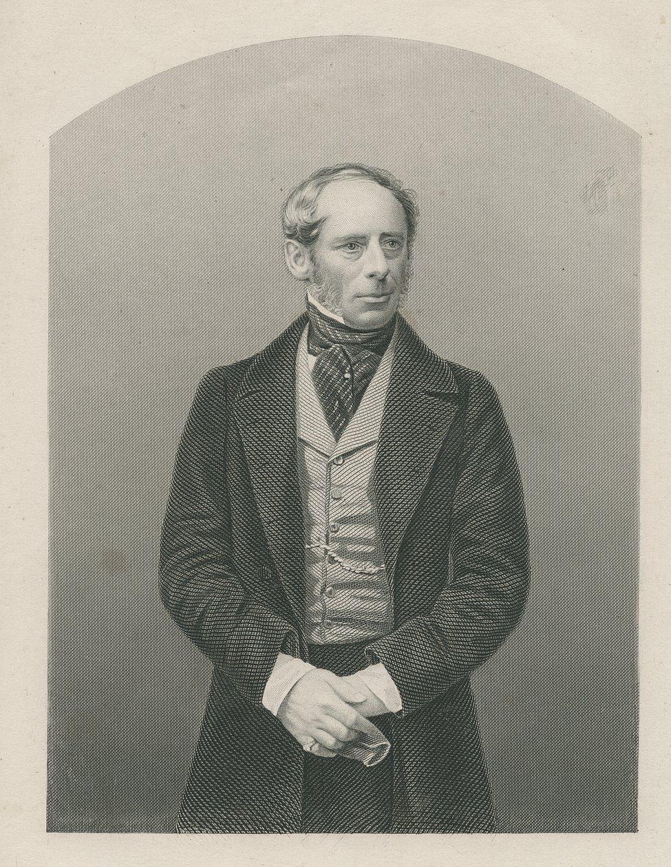Sir John Somerset Pakington kaivertanut D.J. Pound valokuvasta, "The Drawing-Room of Eminent Personages, Volume 2", 1860 tekijältä John Jabez Edwin Paisley Mayall