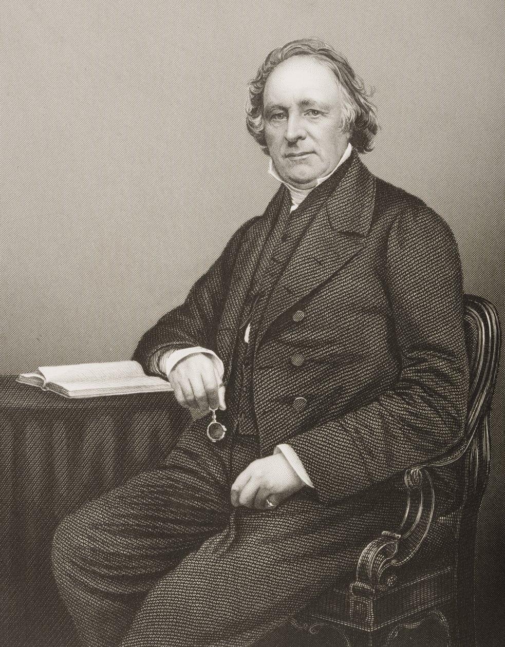 Thomas Binney (1798-1874), kaiverrus D.J. Pound valokuvasta, "The Drawing-Room of Eminent Personages, Volume 2", julkaistu Lontoossa, 1860 tekijältä John Jabez Edwin Paisley Mayall