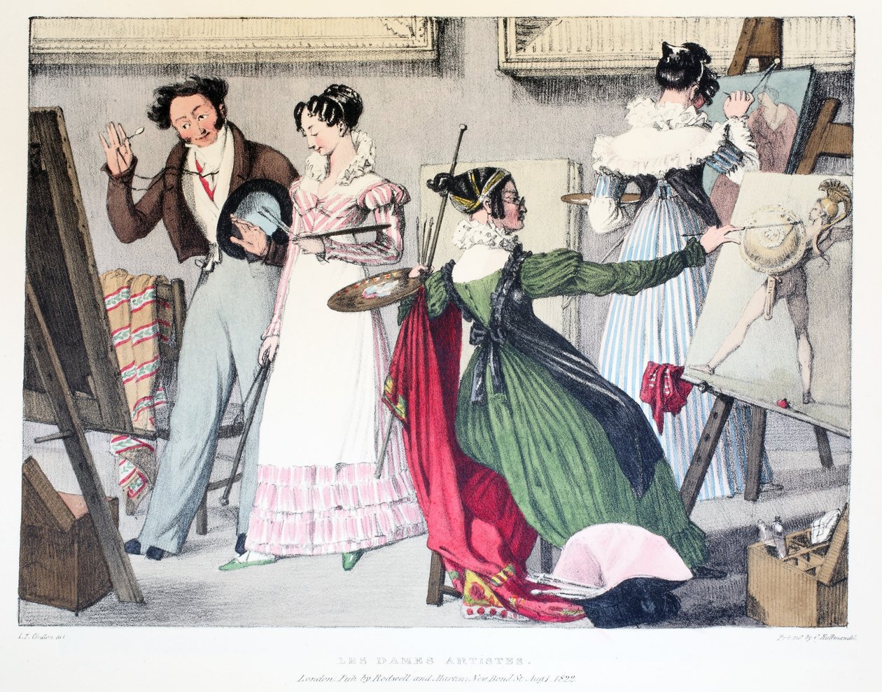 Les Dames Artistes, julkaisija Rodwell ja Martin, 1820 tekijältä John James Chalon