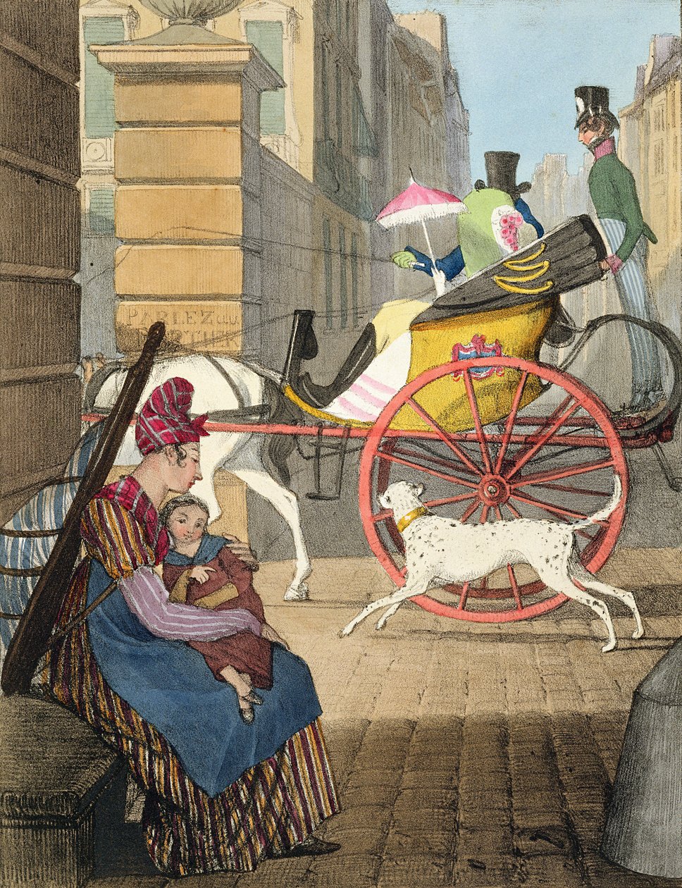 Vaunun sisäänkäynti teoksesta "Kaksikymmentäneljä kohdetta, näytteillessä Pariisin puku", kaiverrettu Charles Joseph Hullmandel (1789-1850), julkaistu 1817-22 tekijältä John James Chalon
