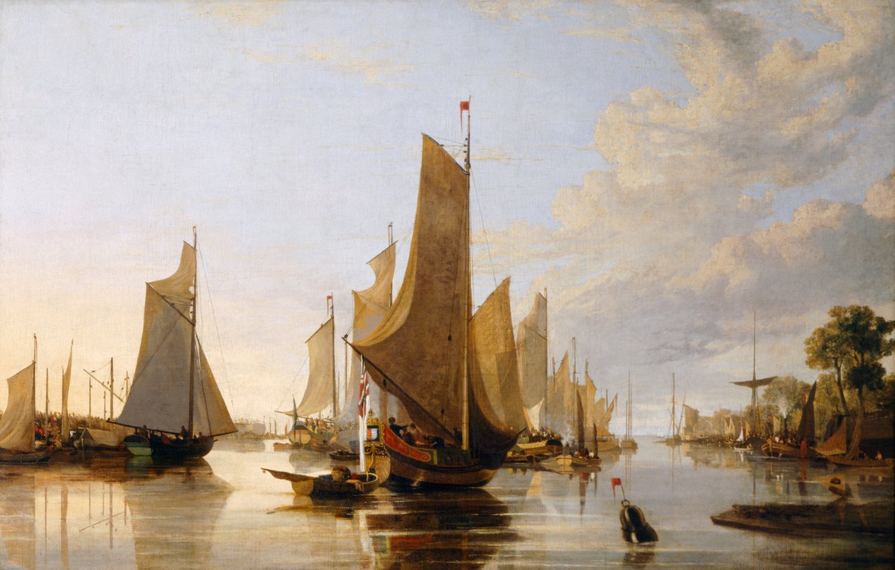 Yarmouth Water Frolic, n. 1821 (öljy kankaalle) tekijältä John & John Berney (1794 1842) Crome