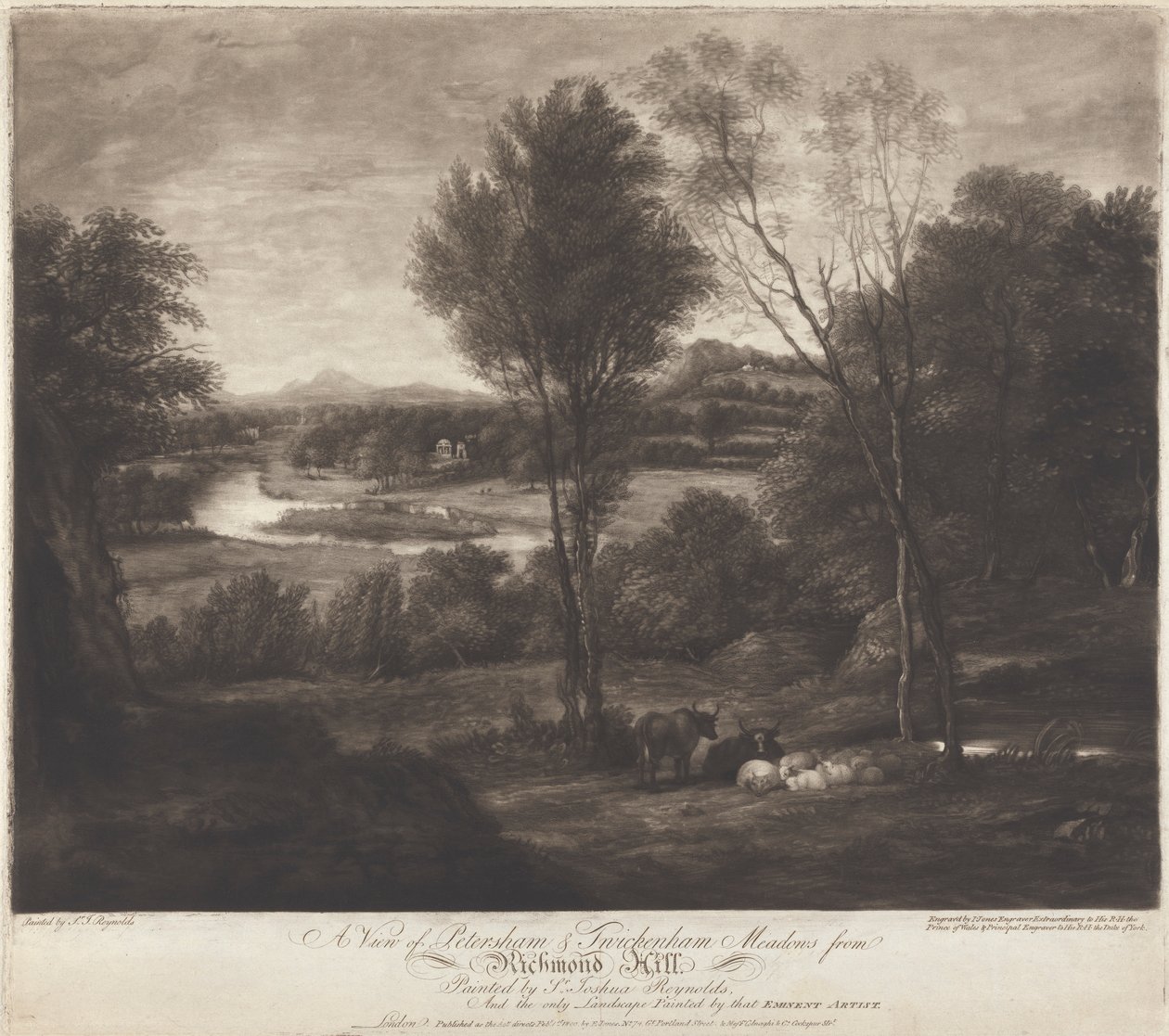 Näkymä Petersham & Twickenham Meadowsille Richmond Hilliltä tekijältä John Jones