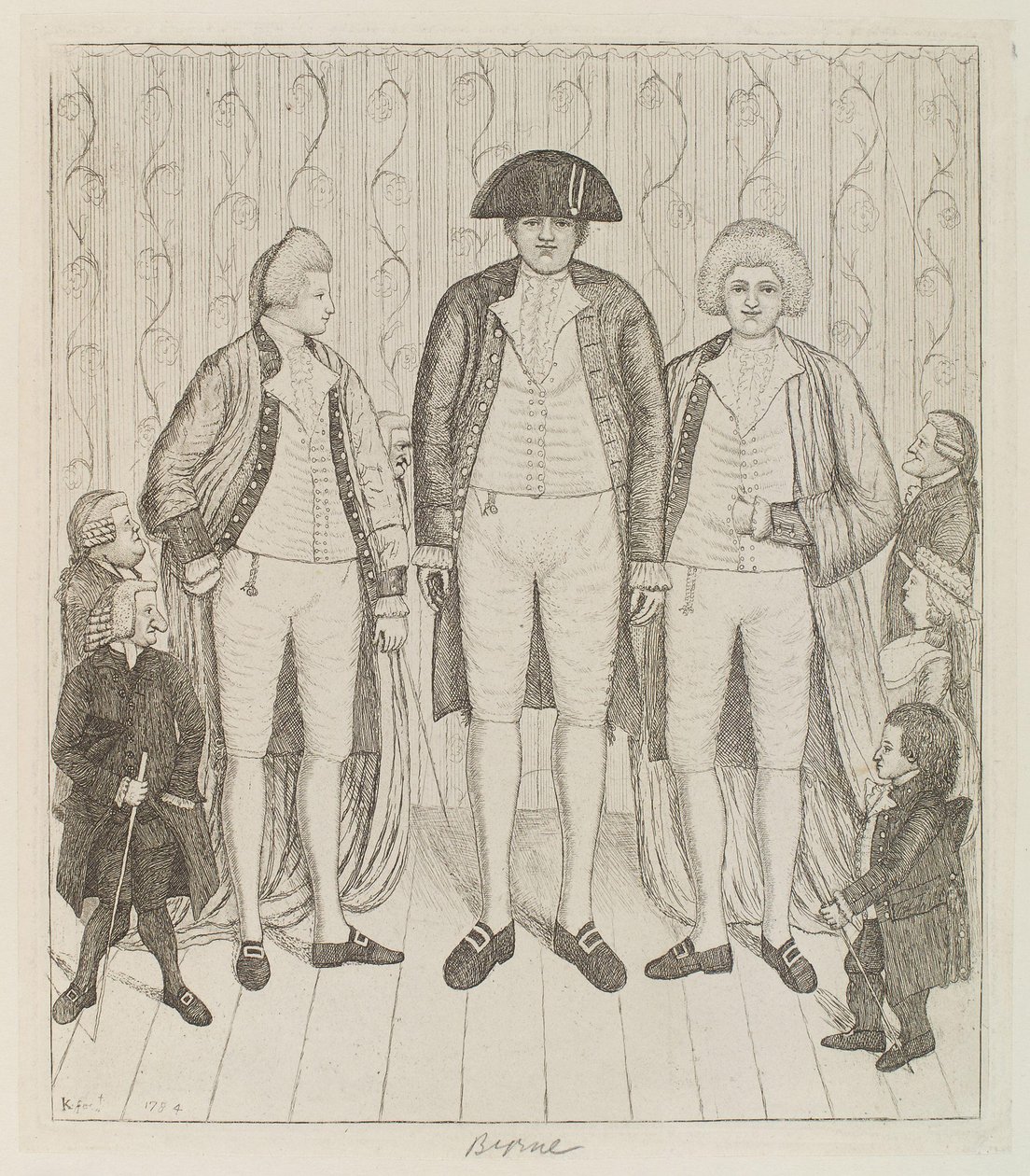 Charles Byrne; James Burnett, Lord Monboddo; William Richardson; John Bell; Baillie Kyd by John Kay tekijältä John Kay