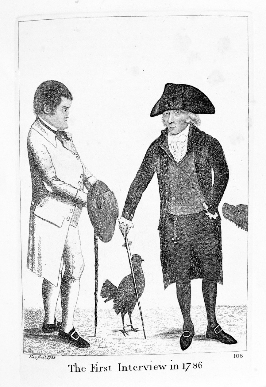 Ensimmäinen haastattelu vuonna 1786 diakoni Brodien ja George Smithin välillä, 1788 tekijältä John Kay