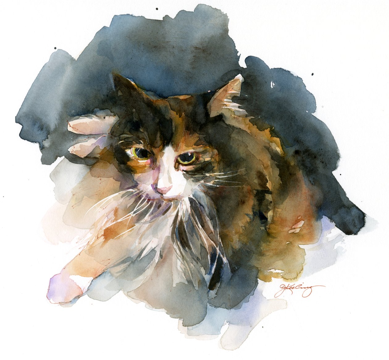 Calico Cat, 2015, (akvarelli) tekijältä John Keeling