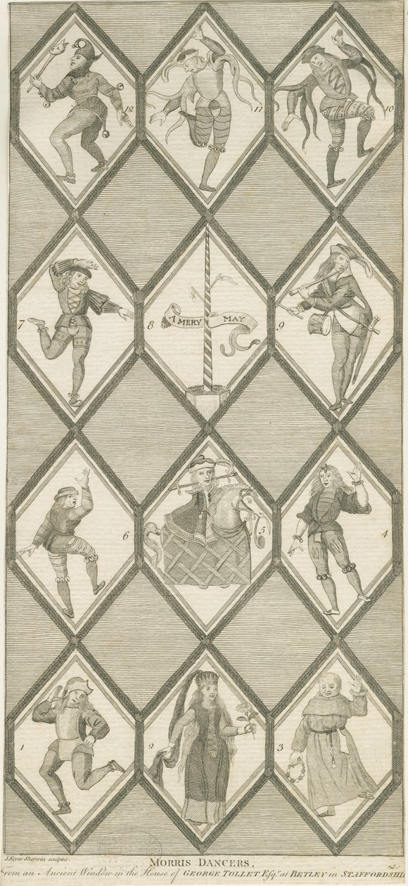 Betley Glass Window - Morris Dancers: kaiverrus, nd [1751-1790] tekijältä John Keyse Sherwin