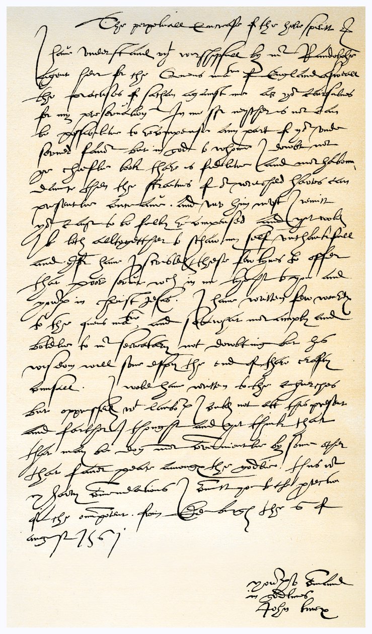 John Knoxin kirje Sir Nicholas Throgmortonille, 6. elokuuta 1561. tekijältä John Knox