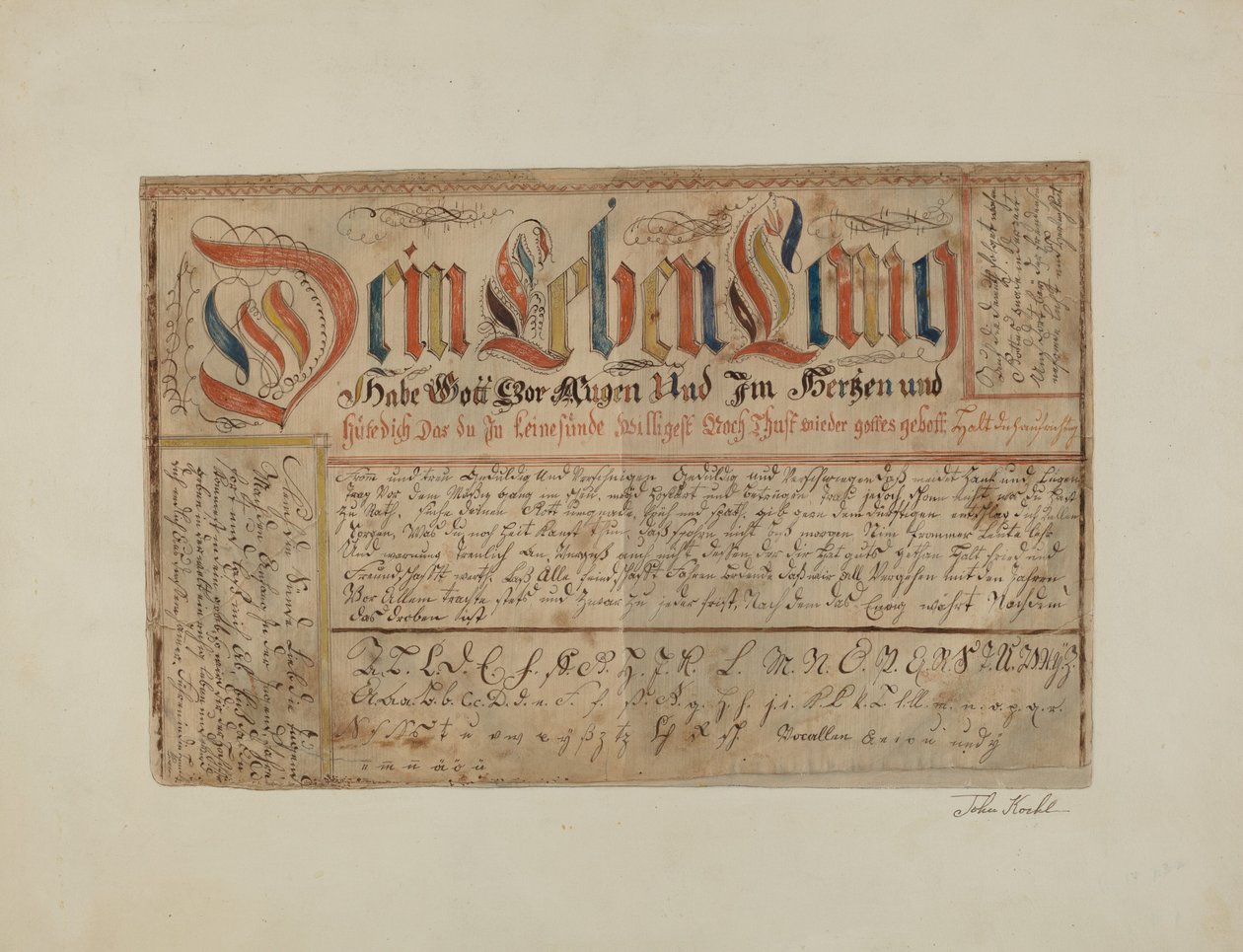 Fractur Illuminated Writing, n. 1937. tekijältä John Koehl