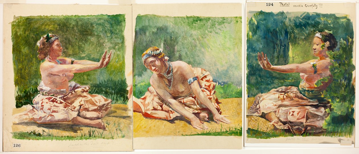 Siva Dance: Triptyykki istuvista yksittäisistä hahmoista tekijältä John La Farge
