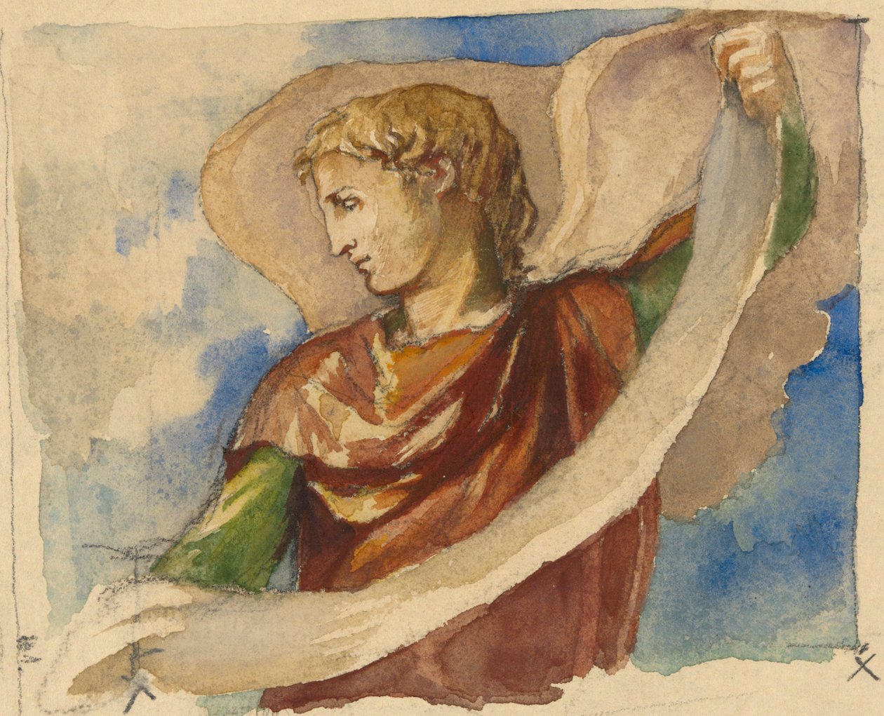 Tutkimus Angel in Decoration of Tower, Trinity Church, Boston tekijältä John La Farge
