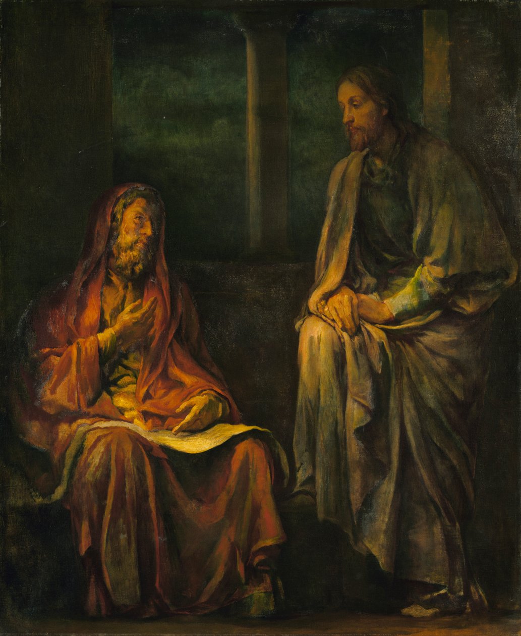 Nikodeemuksen vierailu Kristuksen luona, 1880. tekijältä John La Farge