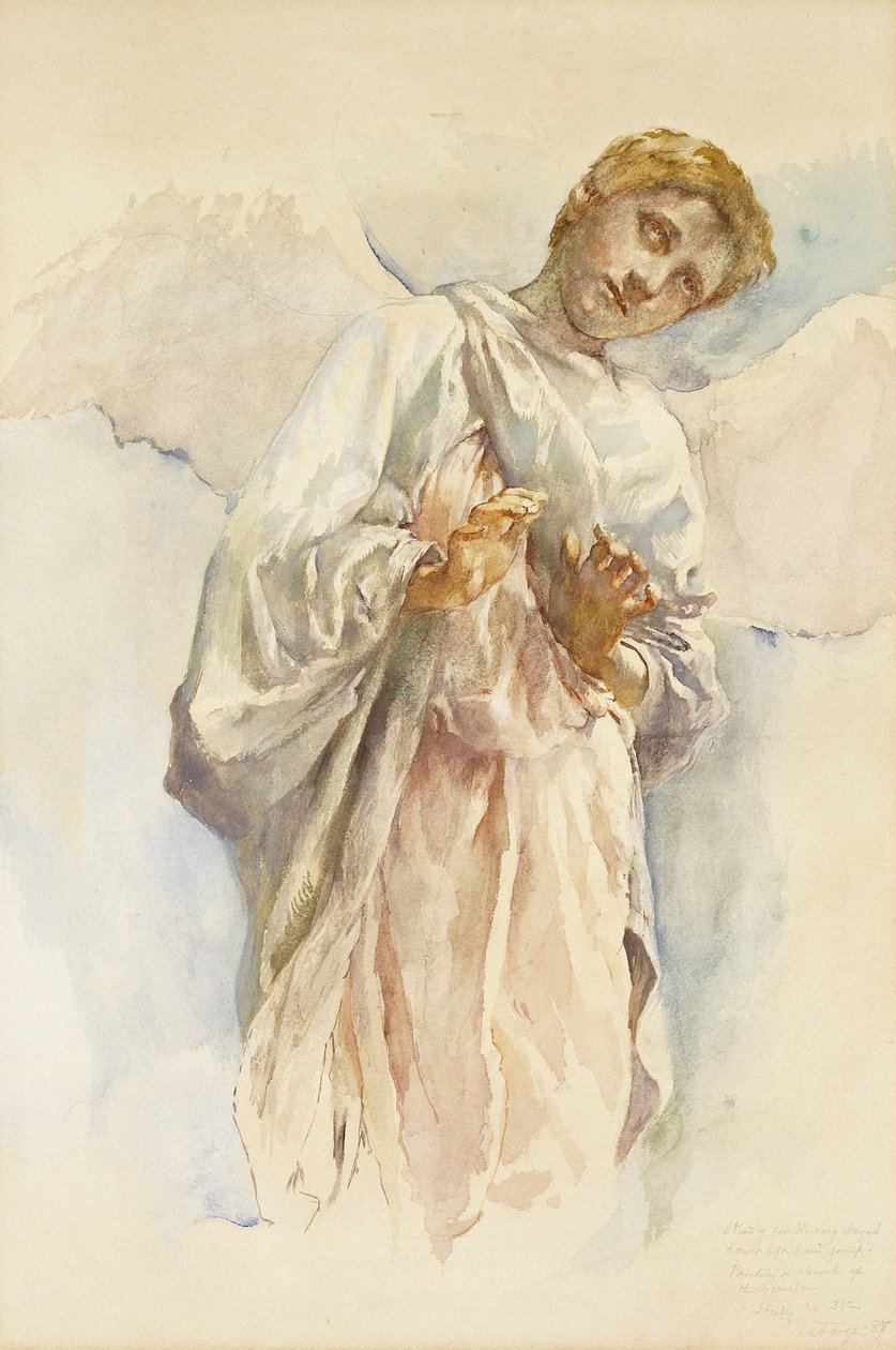 Adoring Angel - Study for the Ascension Mural, 1887 tekijältä John La Farge or Lafarge