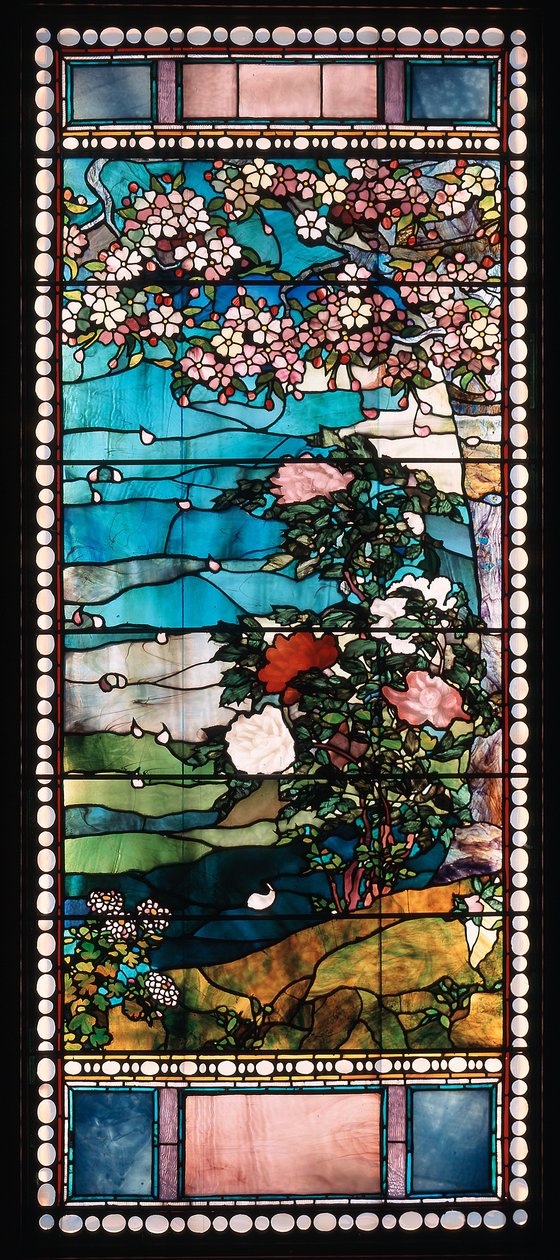 Kukkiva kirsikkapuu ja pioni tekijältä John La Farge or Lafarge