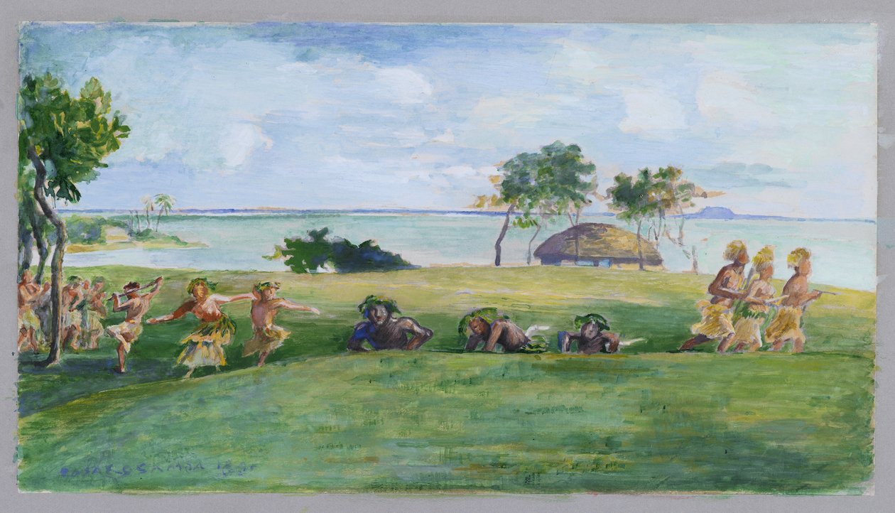 Sotilaatanssi Samoalla (wc paperilla) tekijältä John La Farge or Lafarge