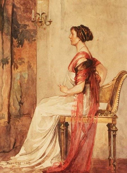 Istuva nainen tekijältä John La Farge or Lafarge
