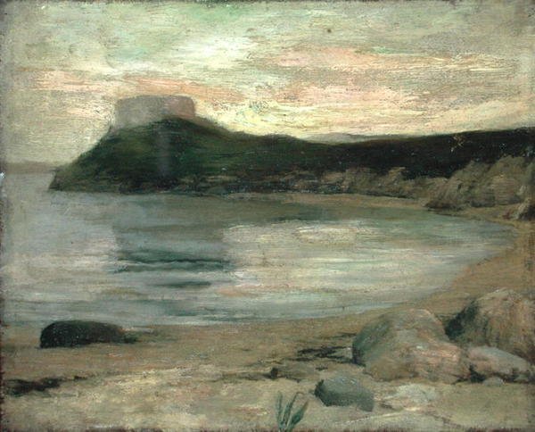 Study of Evening Light, Fort Dumpling, Newport Harbor (öljy kankaalle) tekijältä John La Farge or Lafarge