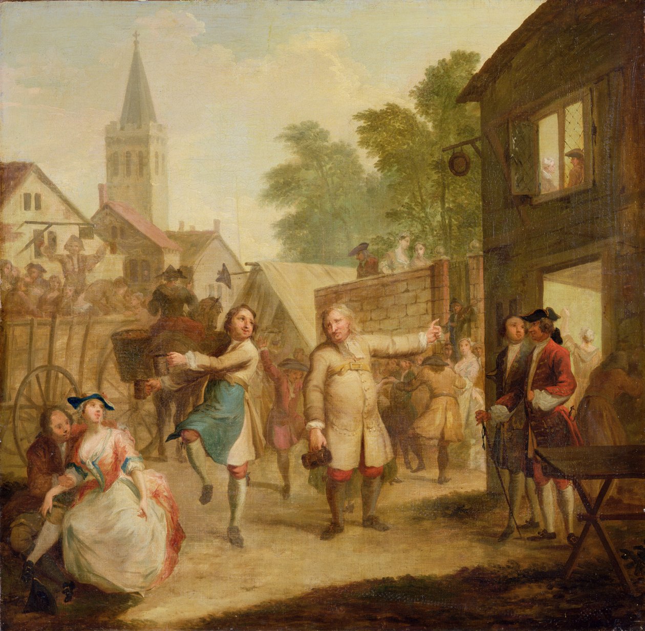 Hob jatkaa tanssimista isästään huolimatta, n. 1726 (öljy kankaalle) tekijältä John Laguerre