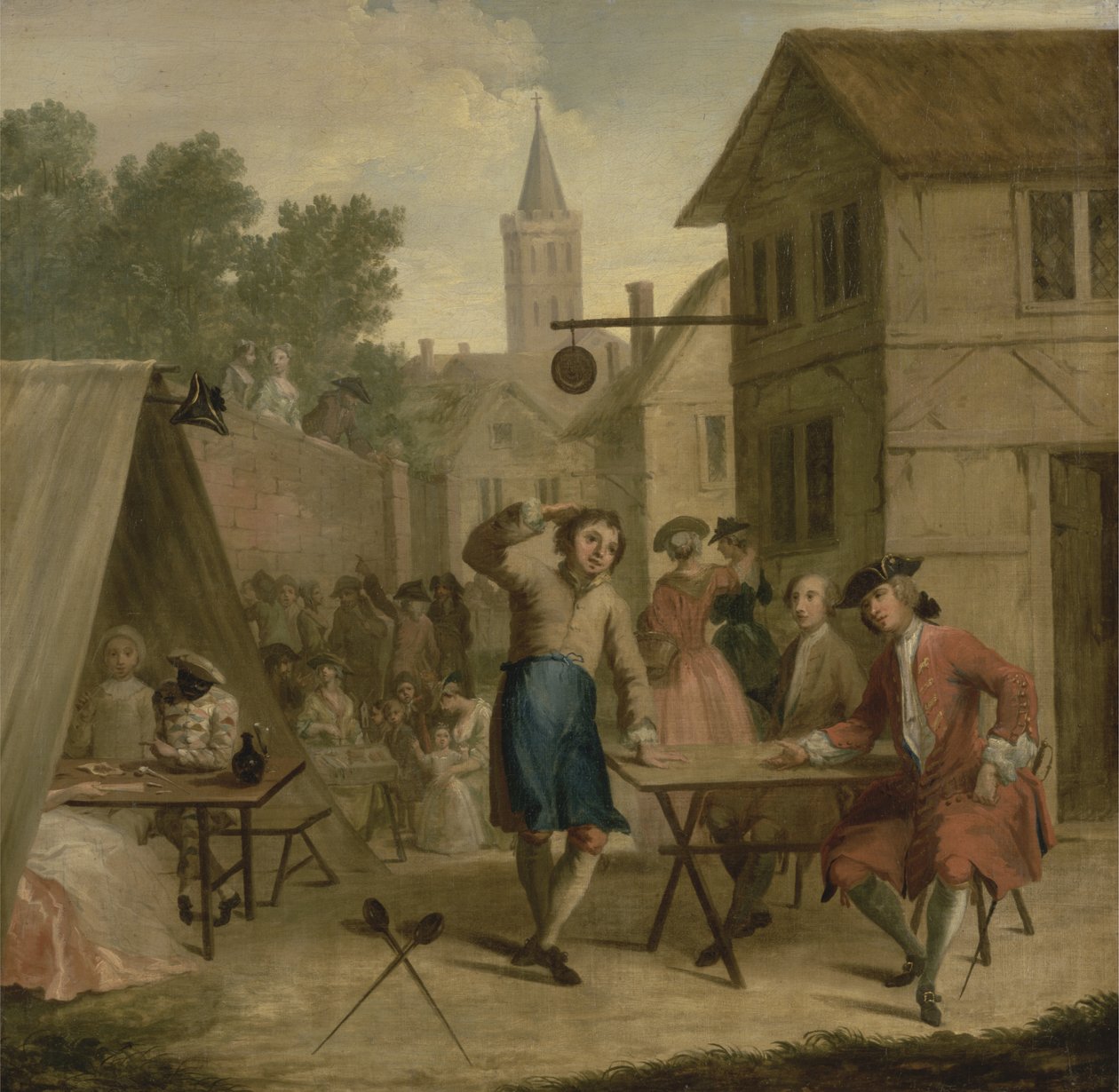 Keittolevy Selling Beer at the Wake, n. 1725 (öljy kankaalle) tekijältä John Laguerre