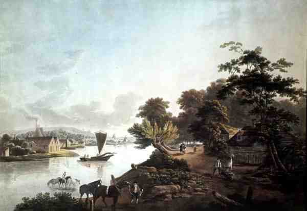 Millbank Thames-joella, kaiverrus F. Jukes tekijältä John Laporte
