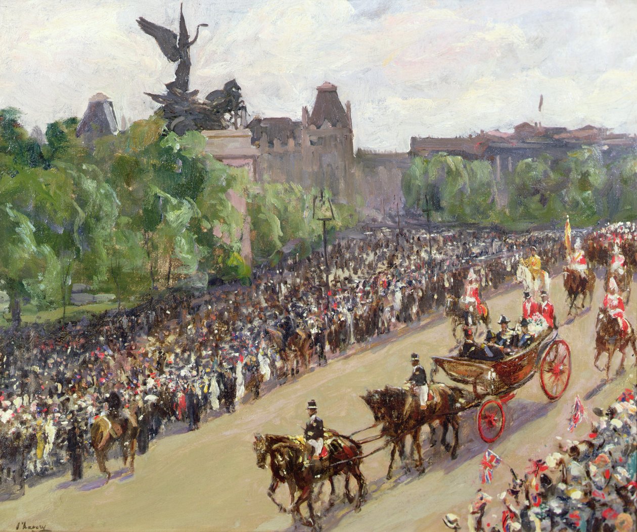 State Procession, Hyde Park Corner (öljy kankaalle) tekijältä John Lavery