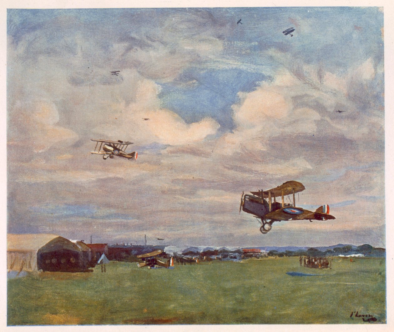An Aerodrome, British Artists at the Front -elokuvalta, jatkoa The Western Frontille, 1918 tekijältä John Lavery