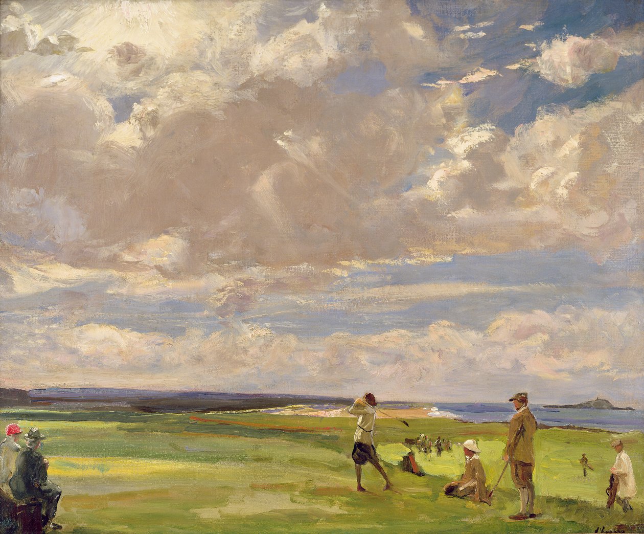 Lady Astor pelaa golfia North Berwickissä (öljy kankaalle) tekijältä John Lavery
