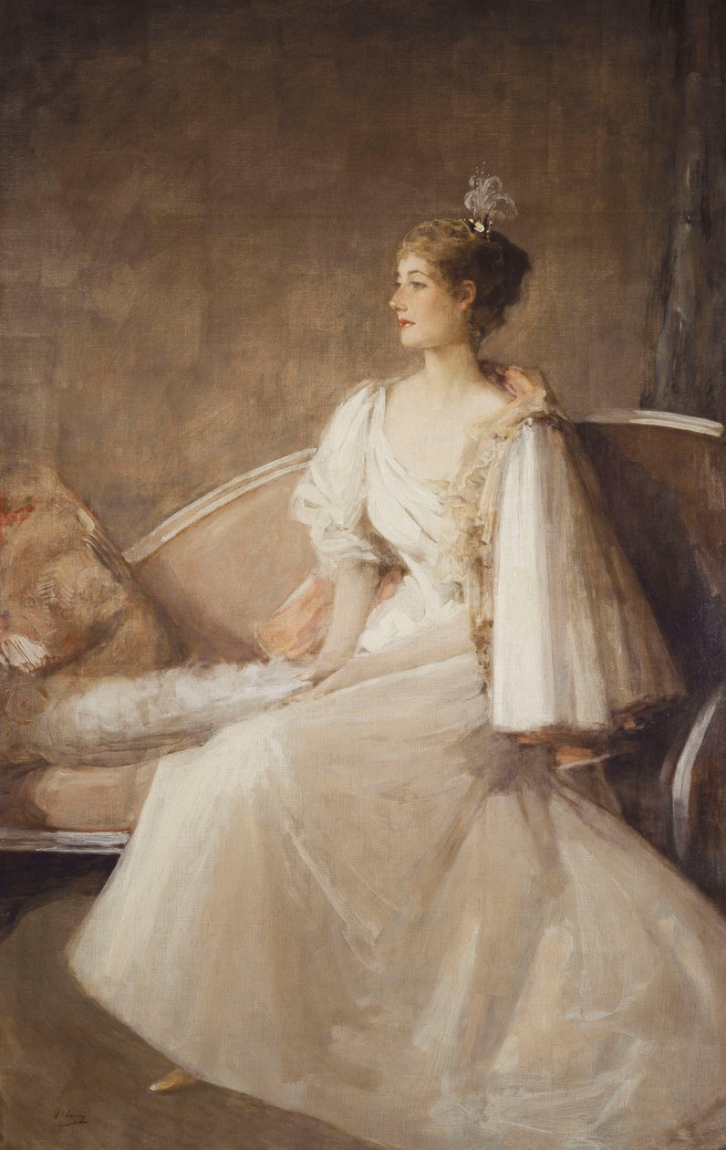 Sohvalla istuvan naisen muotokuva, n. 1900 (öljy kankaalle) tekijältä John Lavery