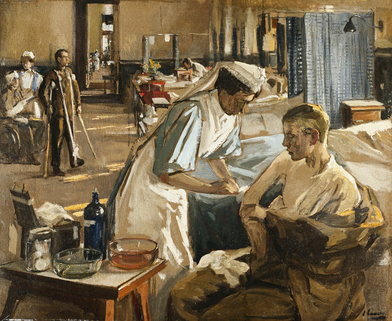 Ensimmäinen haavoittunut, Lontoon sairaala tekijältä John Lavery