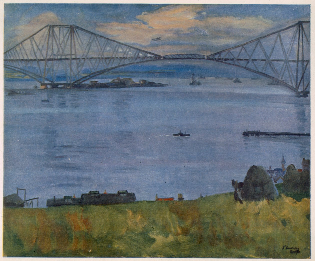 The Forth Bridge, 1914, teoksesta British Artists at the Front, jatkoa teoksesta The Western Front, 1918. tekijältä John Lavery