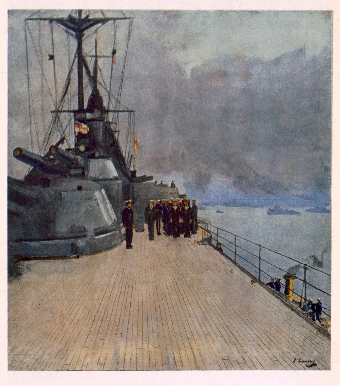 The Quarter Deck of HMS Queen Elizabeth, British Artists at the Front, jatkoa Länsirintamalle, 1918 tekijältä John Lavery